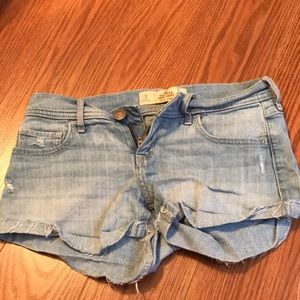 Distressed jean shorts